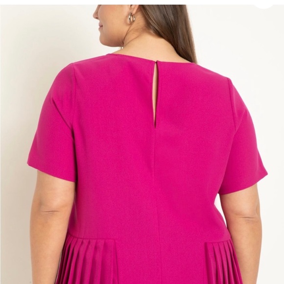 Eloquii Festive Fuschia pleated hem top - Picture 2 of 7